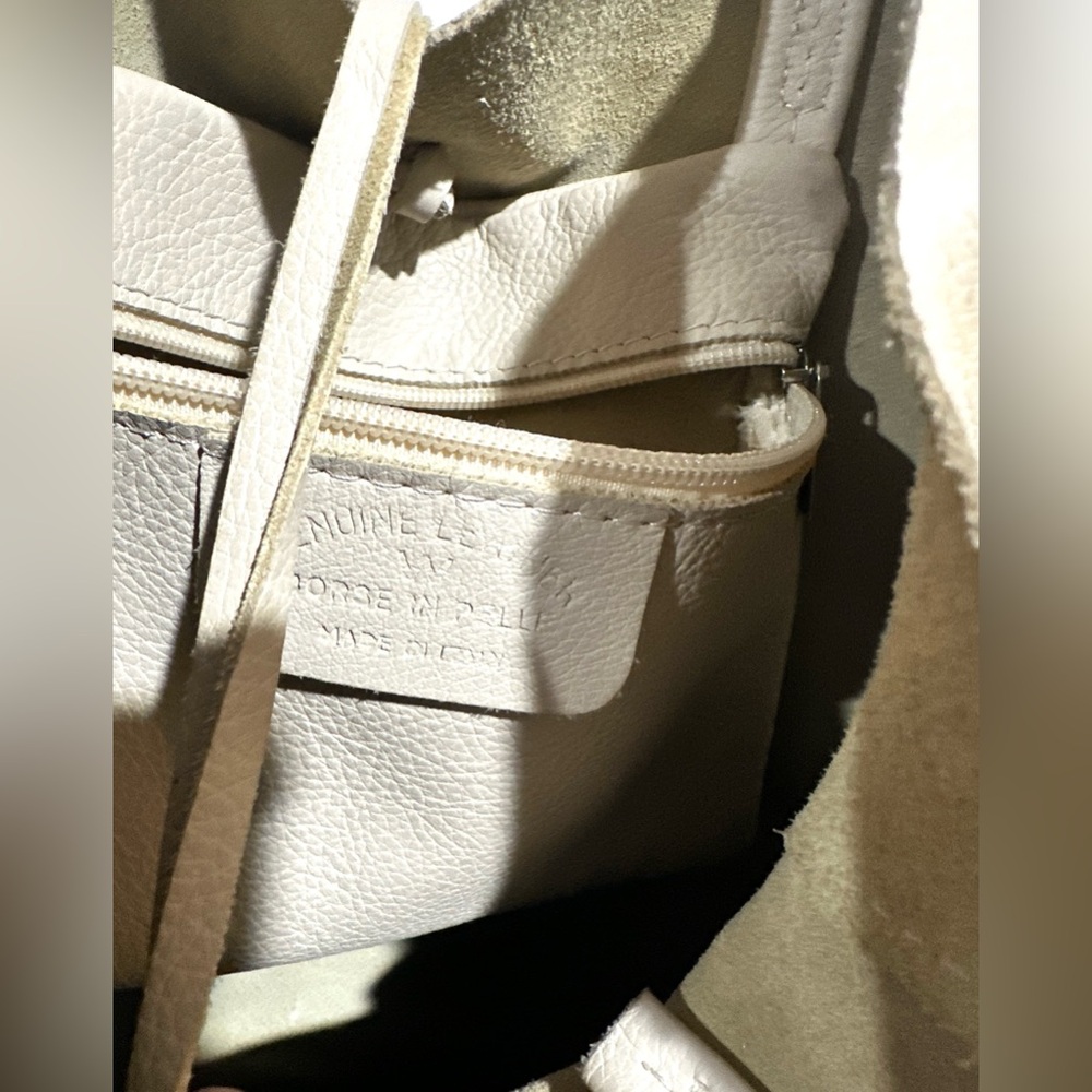 Borse In Pelle Beige Leather Tote Bag - Picture 4 of 8